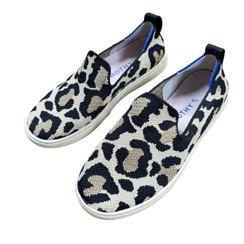 ROTHY'S The Original Slip On Sneakers in Desert Cat Leopard Print Size 3 Girl's